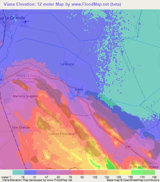 Viana,Cuba Elevation Map
