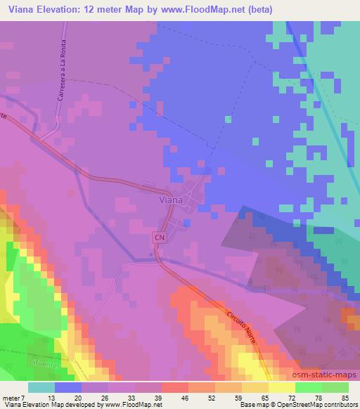 Viana,Cuba Elevation Map