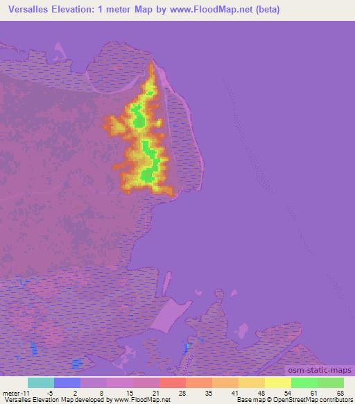 Versalles,Cuba Elevation Map