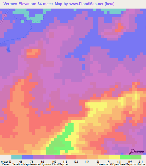 Verraco,Cuba Elevation Map