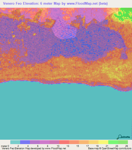 Venero Feo,Cuba Elevation Map