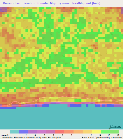 Venero Feo,Cuba Elevation Map
