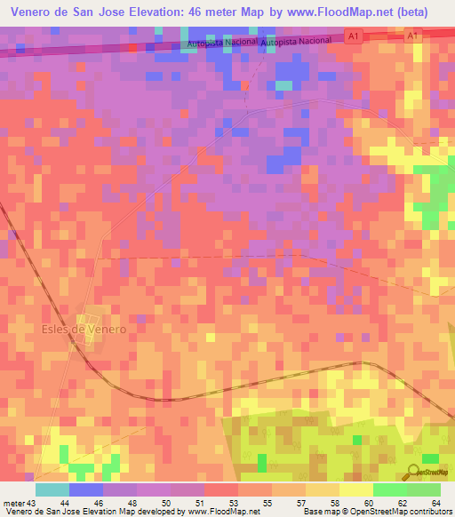 Venero de San Jose,Cuba Elevation Map