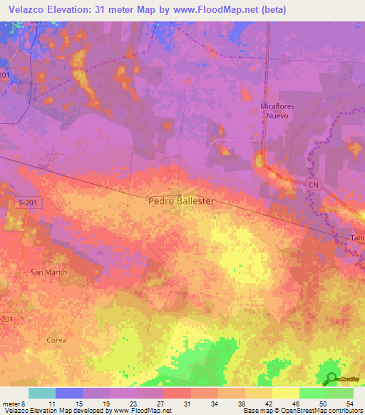 Velazco,Cuba Elevation Map
