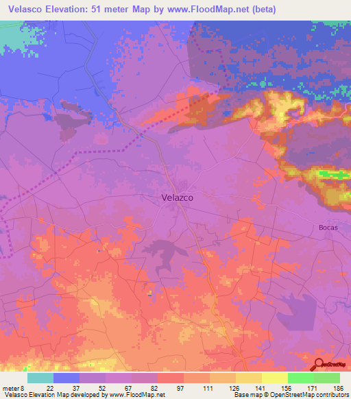 Velasco,Cuba Elevation Map