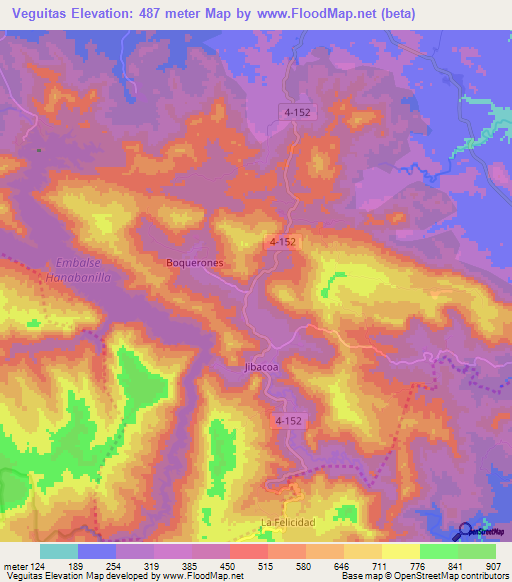 Veguitas,Cuba Elevation Map