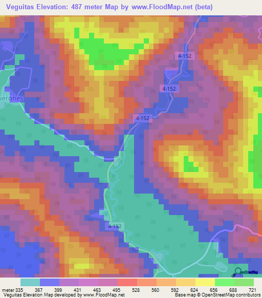 Veguitas,Cuba Elevation Map