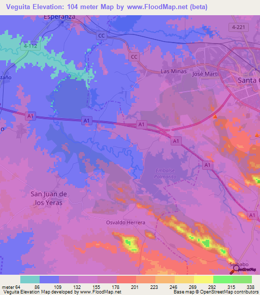 Veguita,Cuba Elevation Map