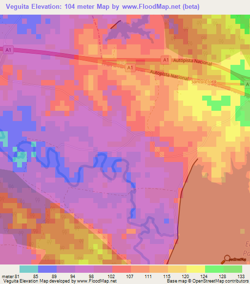 Veguita,Cuba Elevation Map