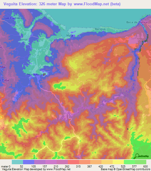 Veguita,Cuba Elevation Map