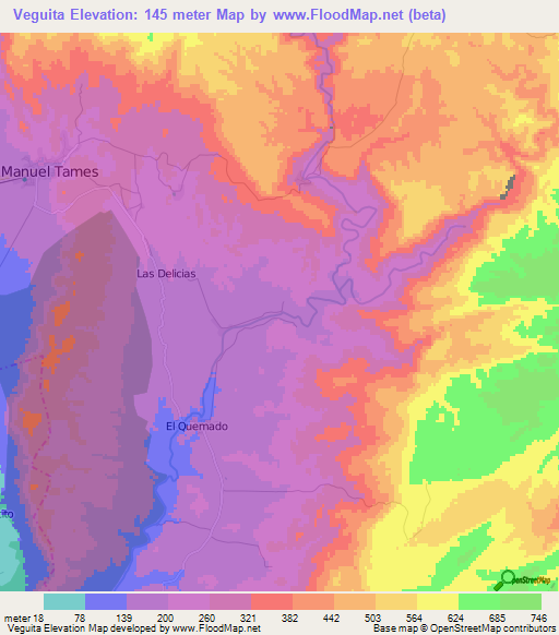 Veguita,Cuba Elevation Map