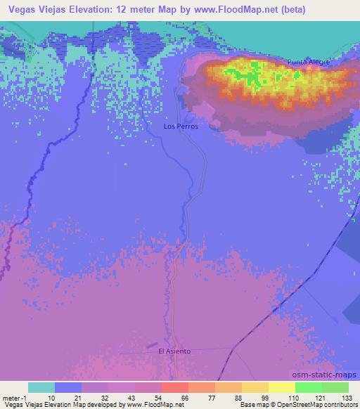 Vegas Viejas,Cuba Elevation Map