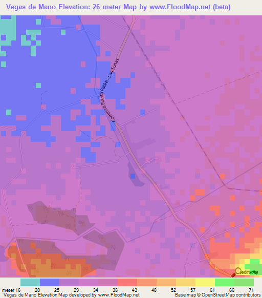 Vegas de Mano,Cuba Elevation Map