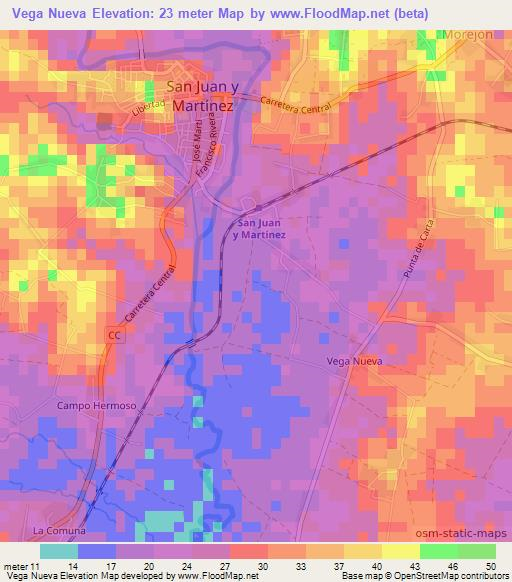 Vega Nueva,Cuba Elevation Map
