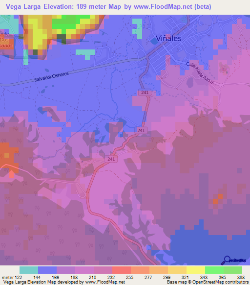 Vega Larga,Cuba Elevation Map