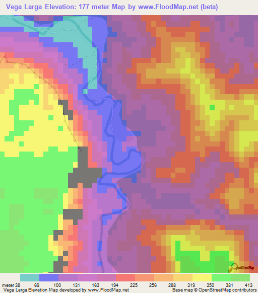 Vega Larga,Cuba Elevation Map
