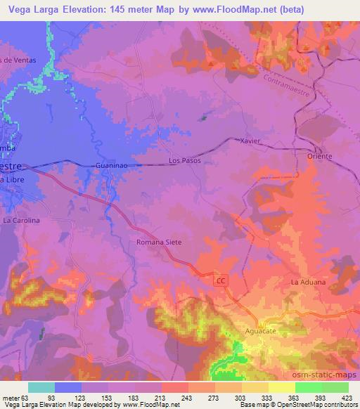 Vega Larga,Cuba Elevation Map