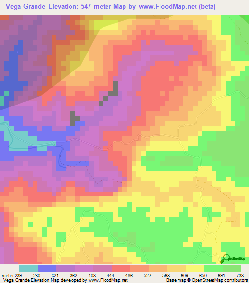 Vega Grande,Cuba Elevation Map