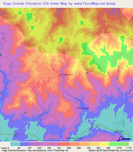 Vega Grande,Cuba Elevation Map