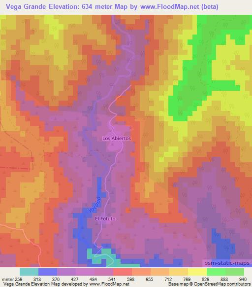Vega Grande,Cuba Elevation Map