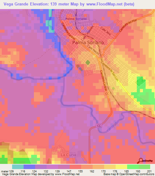 Vega Grande,Cuba Elevation Map