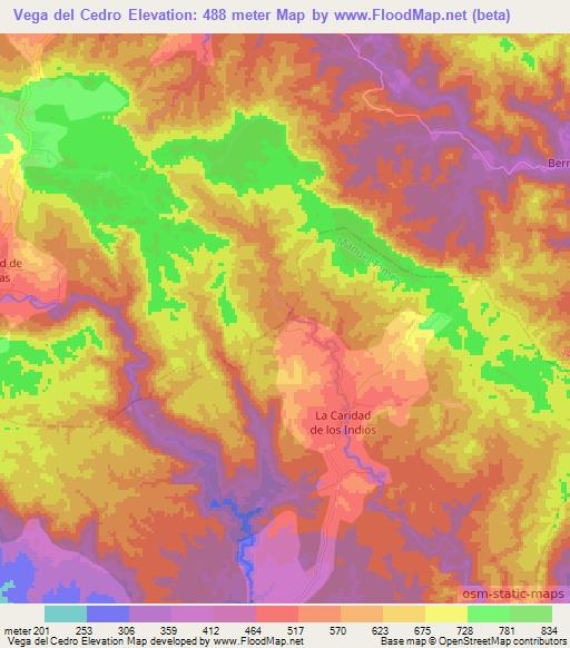 Vega del Cedro,Cuba Elevation Map