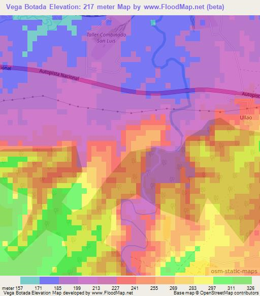 Vega Botada,Cuba Elevation Map