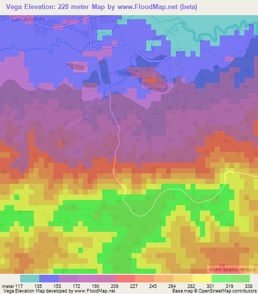 Vega,Cuba Elevation Map