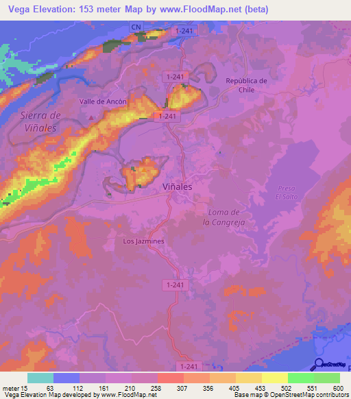 Vega,Cuba Elevation Map