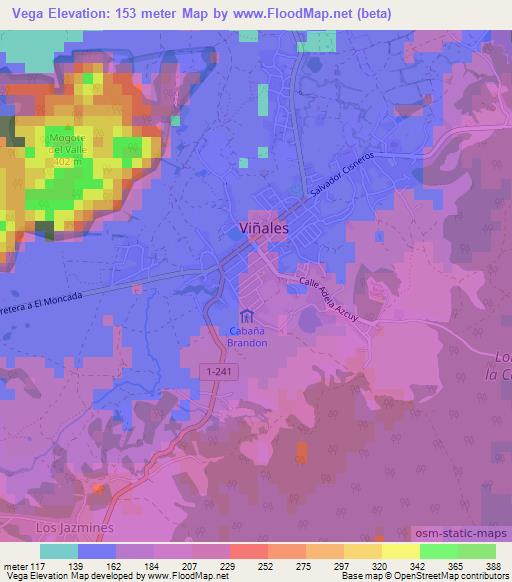 Vega,Cuba Elevation Map