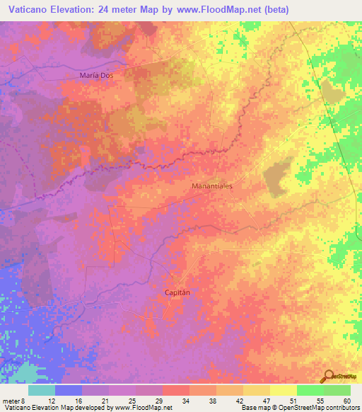 Vaticano,Cuba Elevation Map