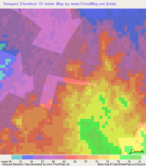 Vasquez,Cuba Elevation Map