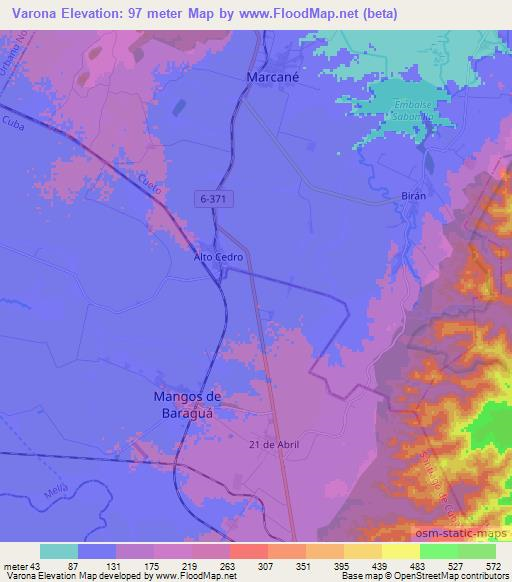 Varona,Cuba Elevation Map