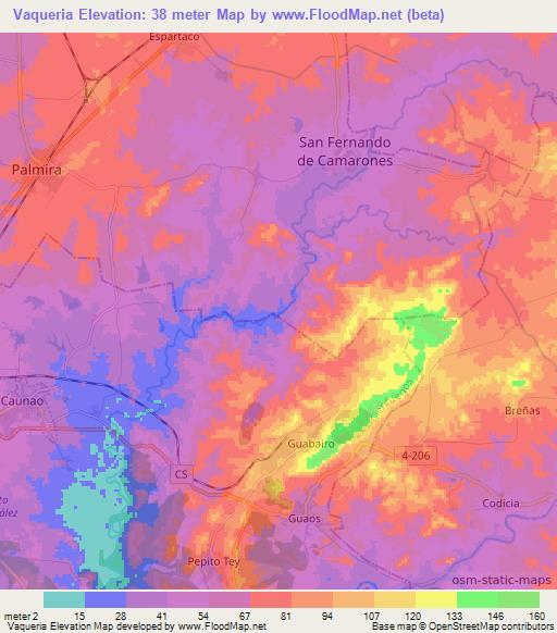Vaqueria,Cuba Elevation Map