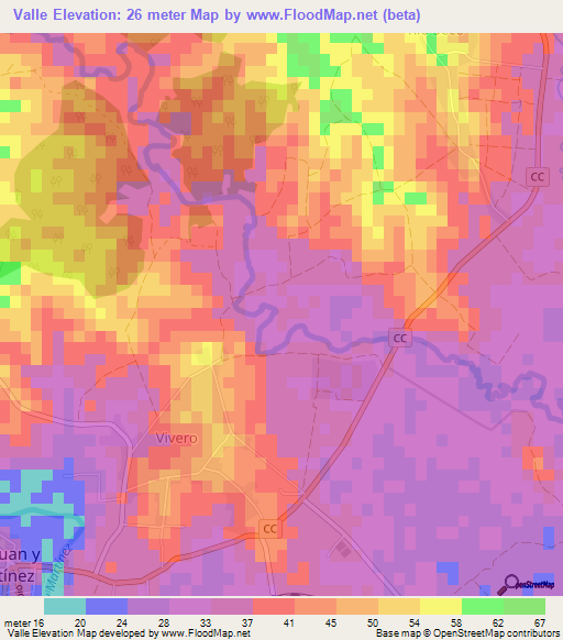 Valle,Cuba Elevation Map