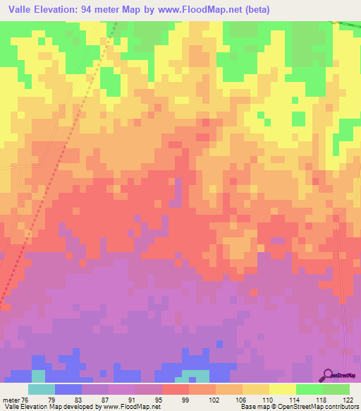 Valle,Cuba Elevation Map