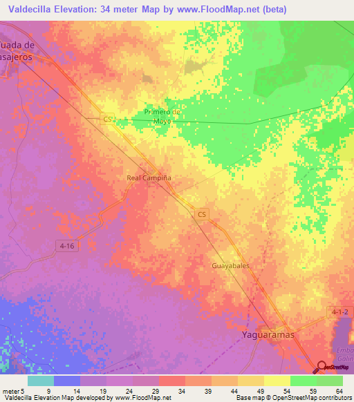 Valdecilla,Cuba Elevation Map