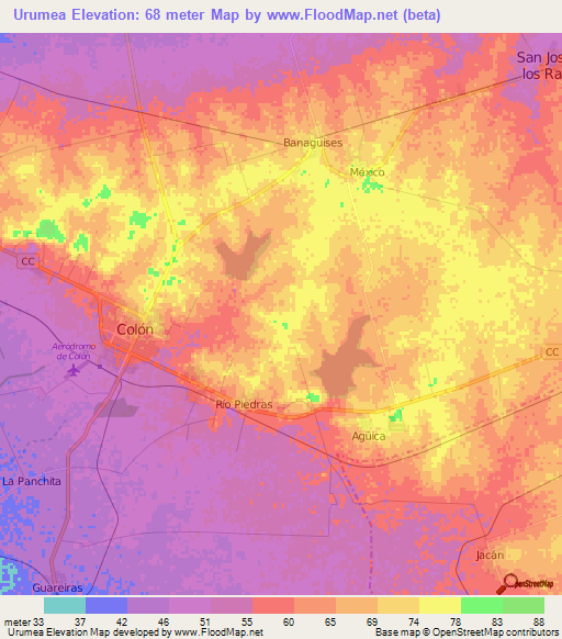 Urumea,Cuba Elevation Map