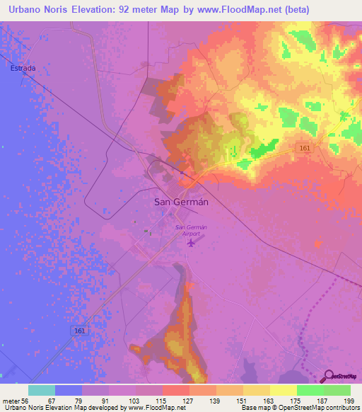 Urbano Noris,Cuba Elevation Map