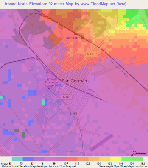 Urbano Noris,Cuba Elevation Map
