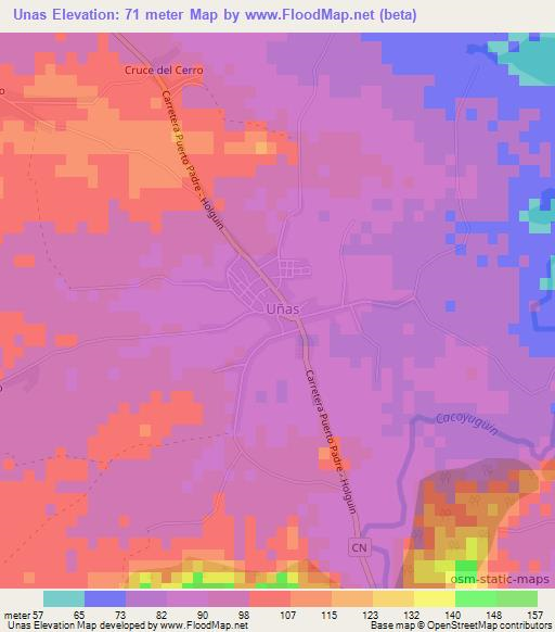Unas,Cuba Elevation Map