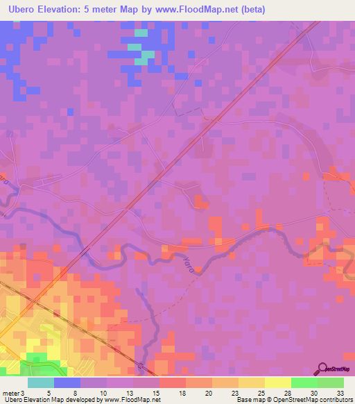 Ubero,Cuba Elevation Map