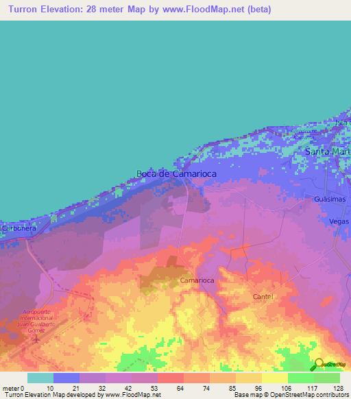 Turron,Cuba Elevation Map