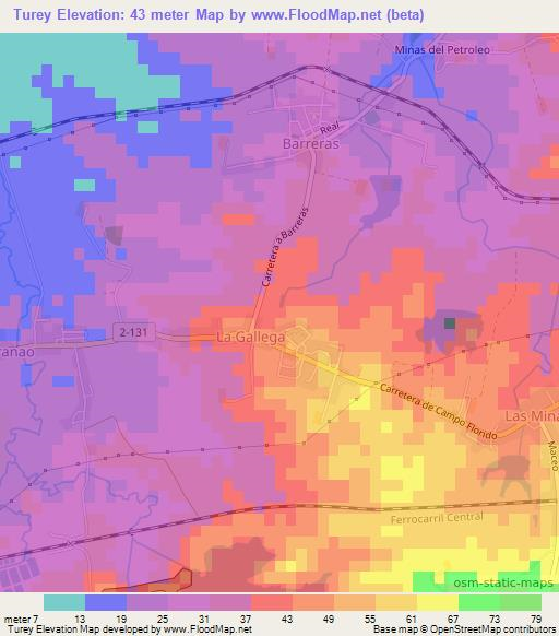 Turey,Cuba Elevation Map
