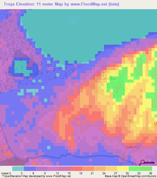 Troya,Cuba Elevation Map
