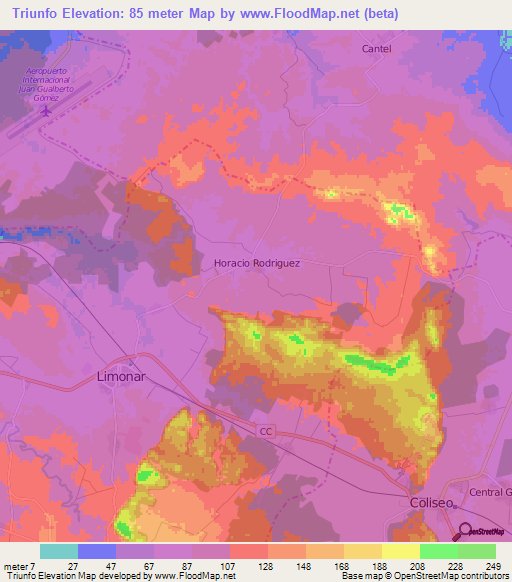 Triunfo,Cuba Elevation Map