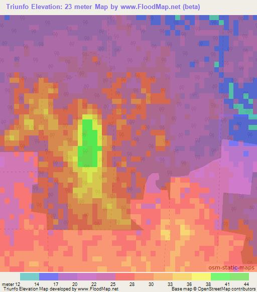 Triunfo,Cuba Elevation Map