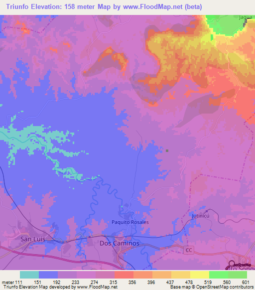 Triunfo,Cuba Elevation Map