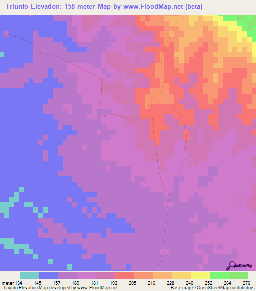 Triunfo,Cuba Elevation Map