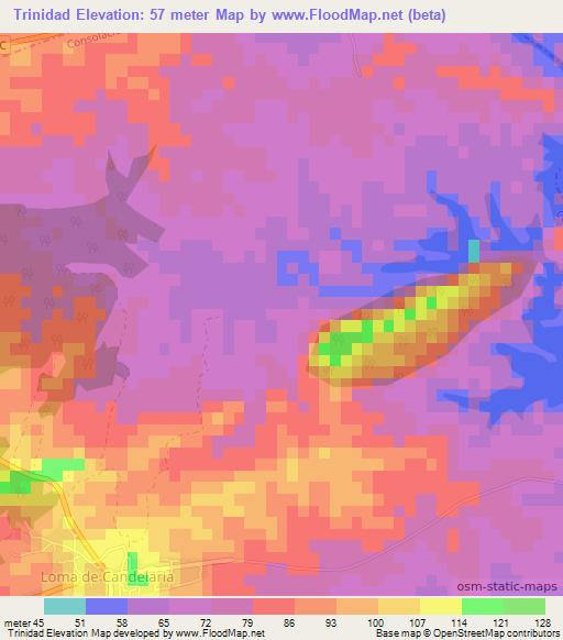 Trinidad,Cuba Elevation Map